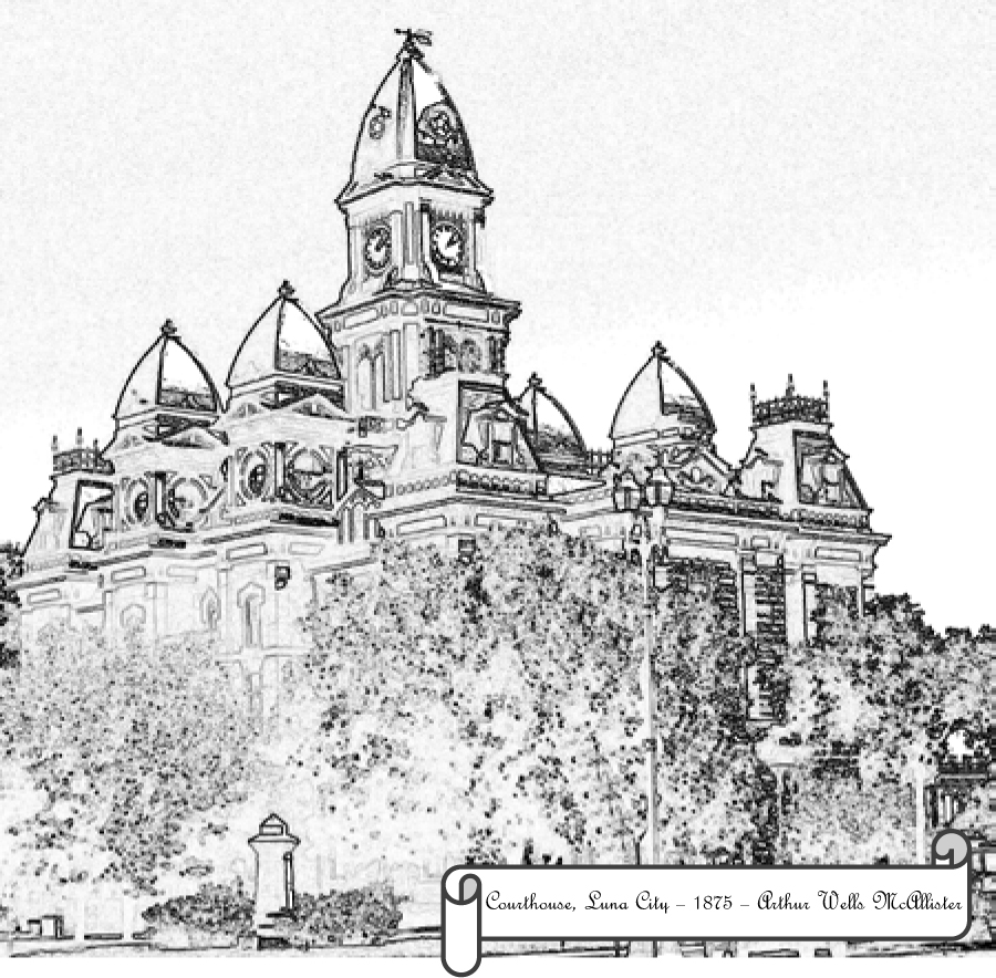 The Courthouse for Luna City, as originally envisioned by Arthur Wells McAllister